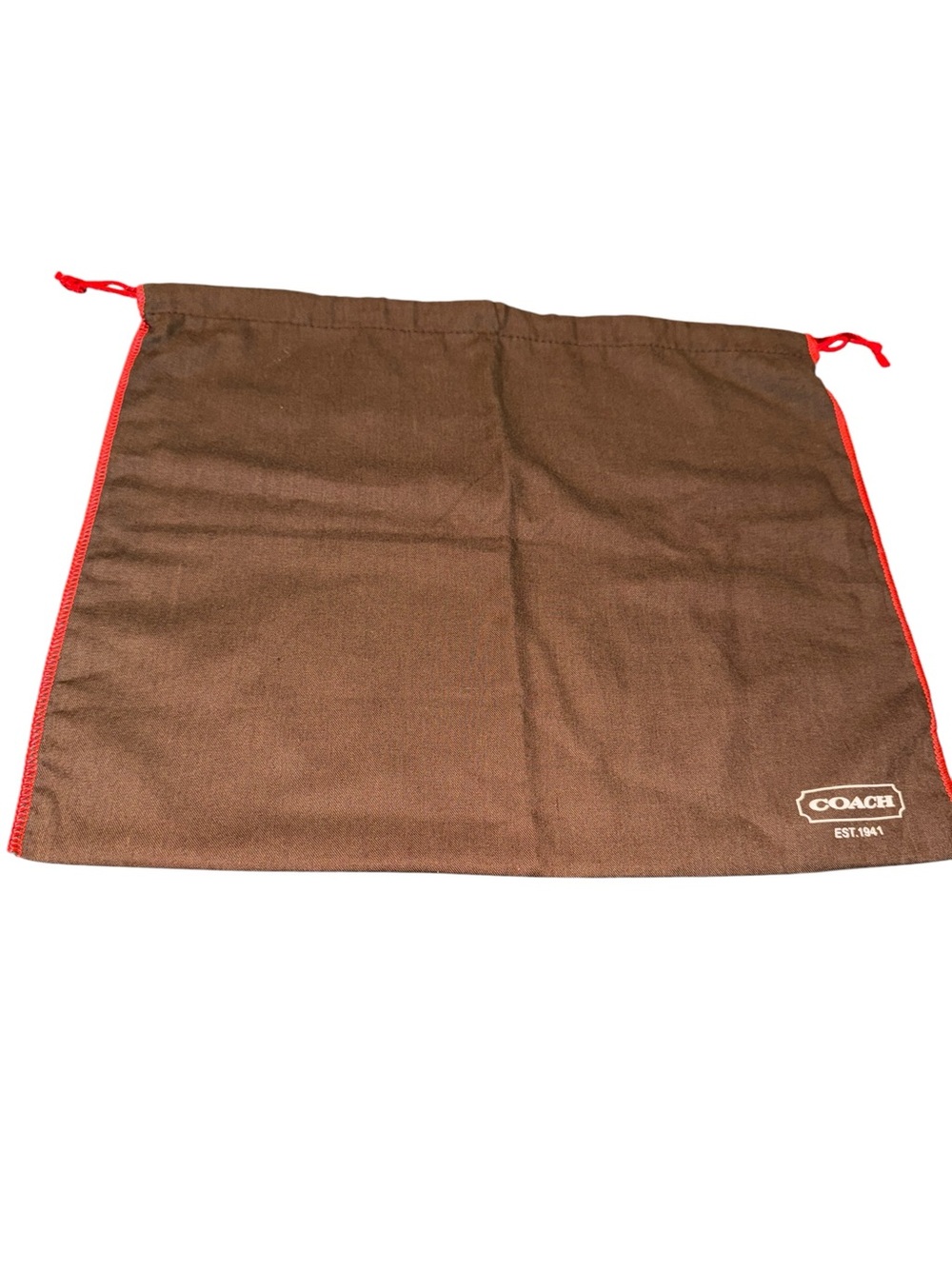 Coach Brown Dust Bag with Red Trim Drawstring